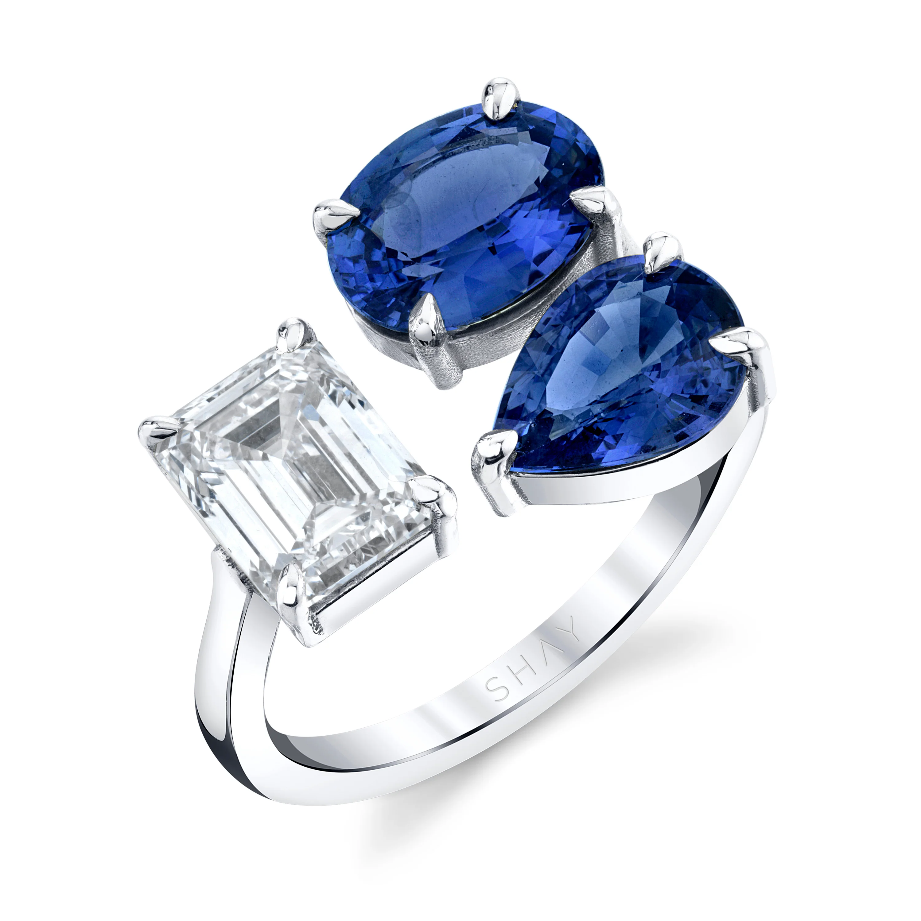 BLUE SAPPHIRE & DIAMOND TRIPLE THREAT RING - Image 3