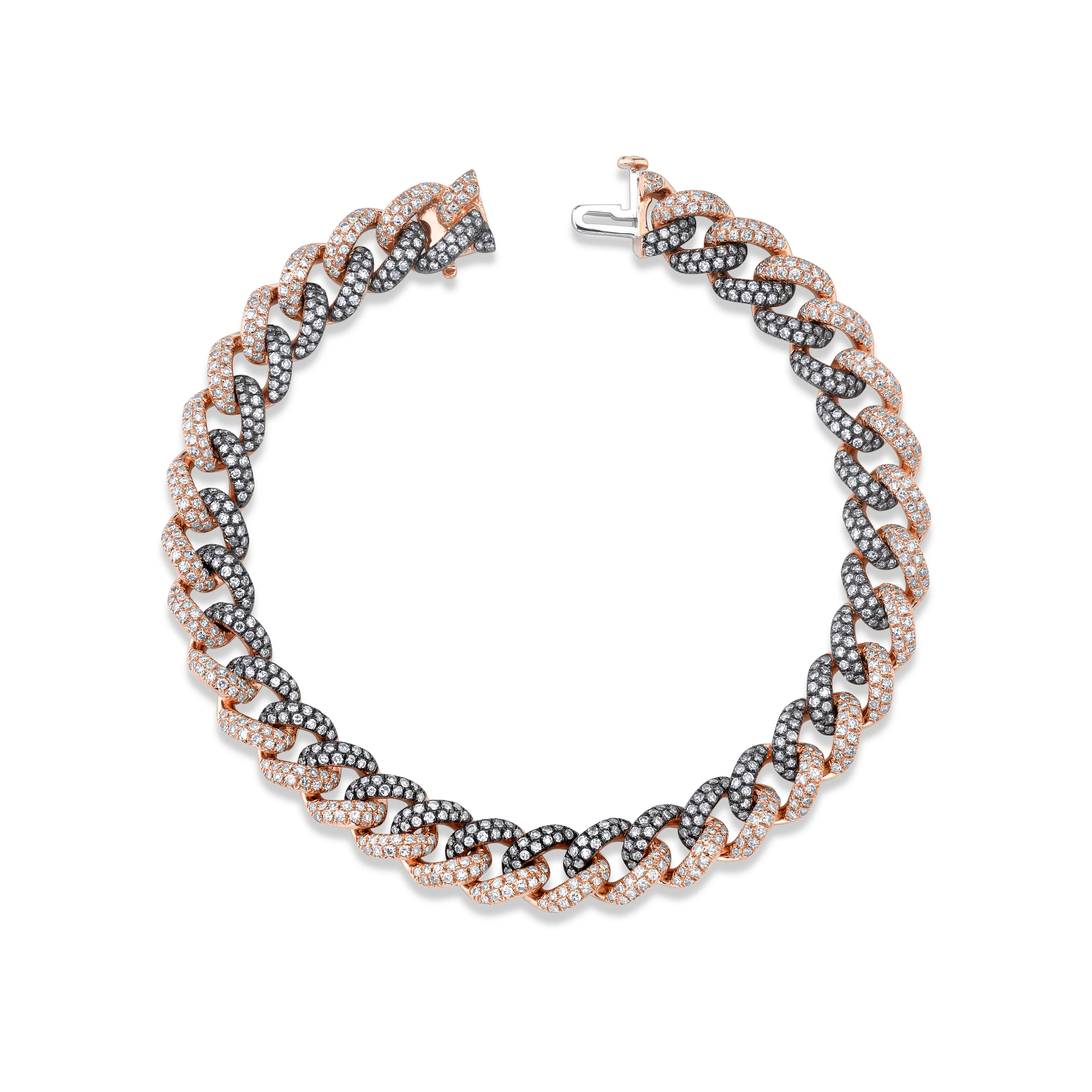 DIAMOND TWO-TONE MEDIUM PAVE LINK BRACELET - Image 7