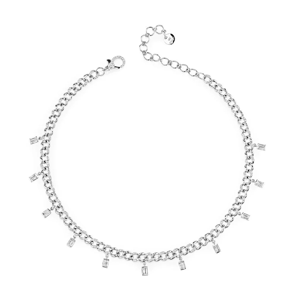 DIAMOND BAGUETTE DROP LINK NECKLACE - Image 3