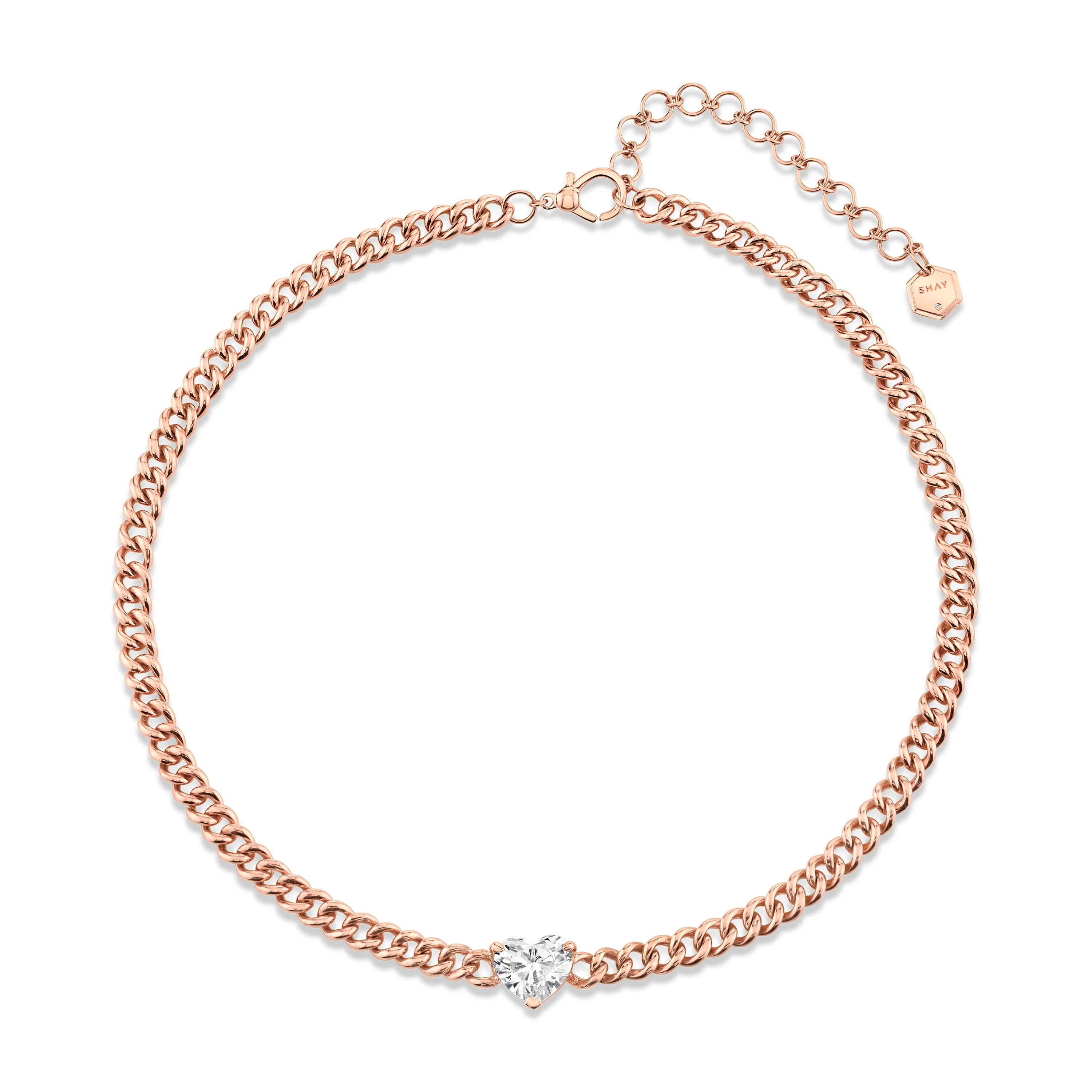 DIAMOND HEART MINI LINK NECKLACE - Image 3