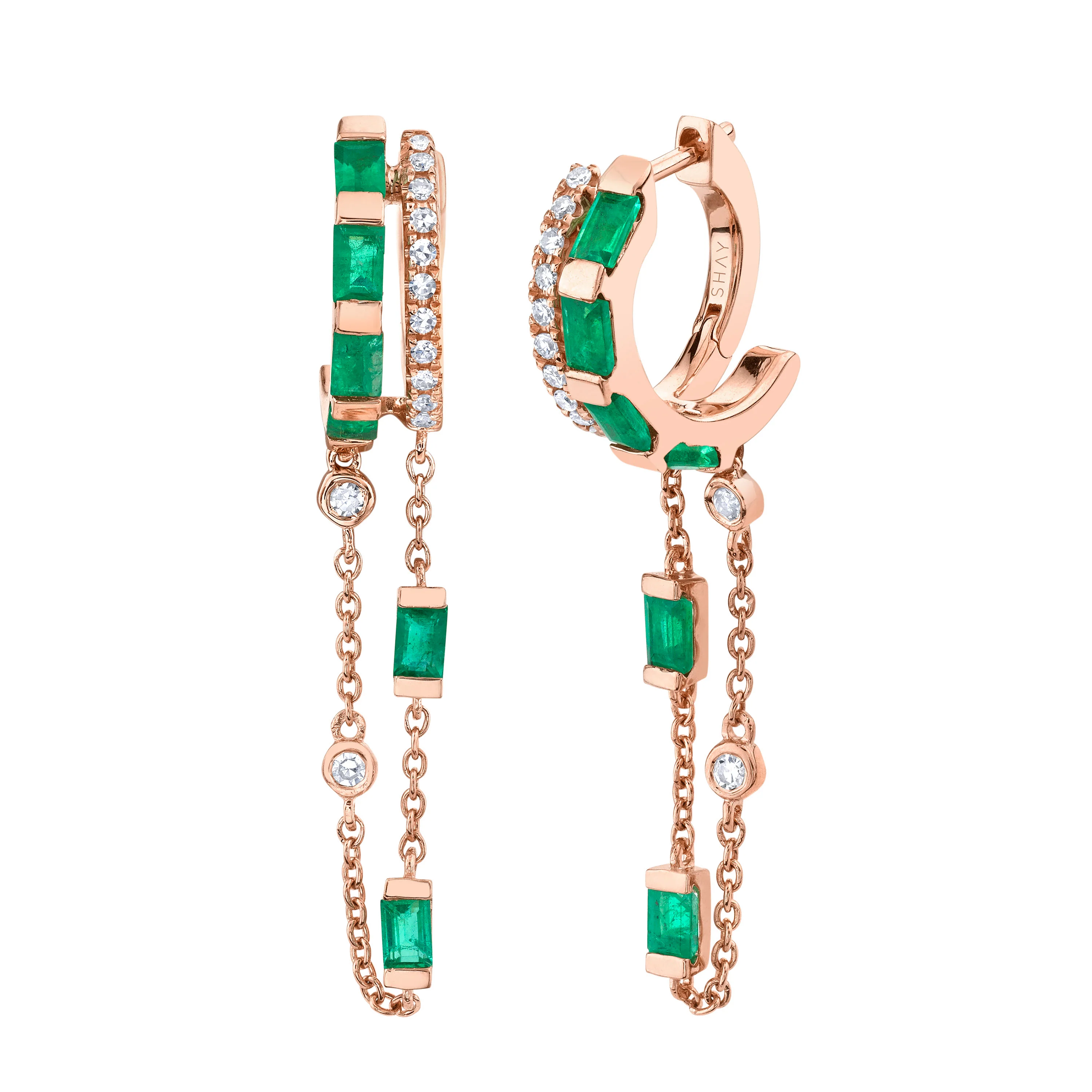 EMERALD & DIAMOND DOUBLE FRINGE HUGGIES - Image 4