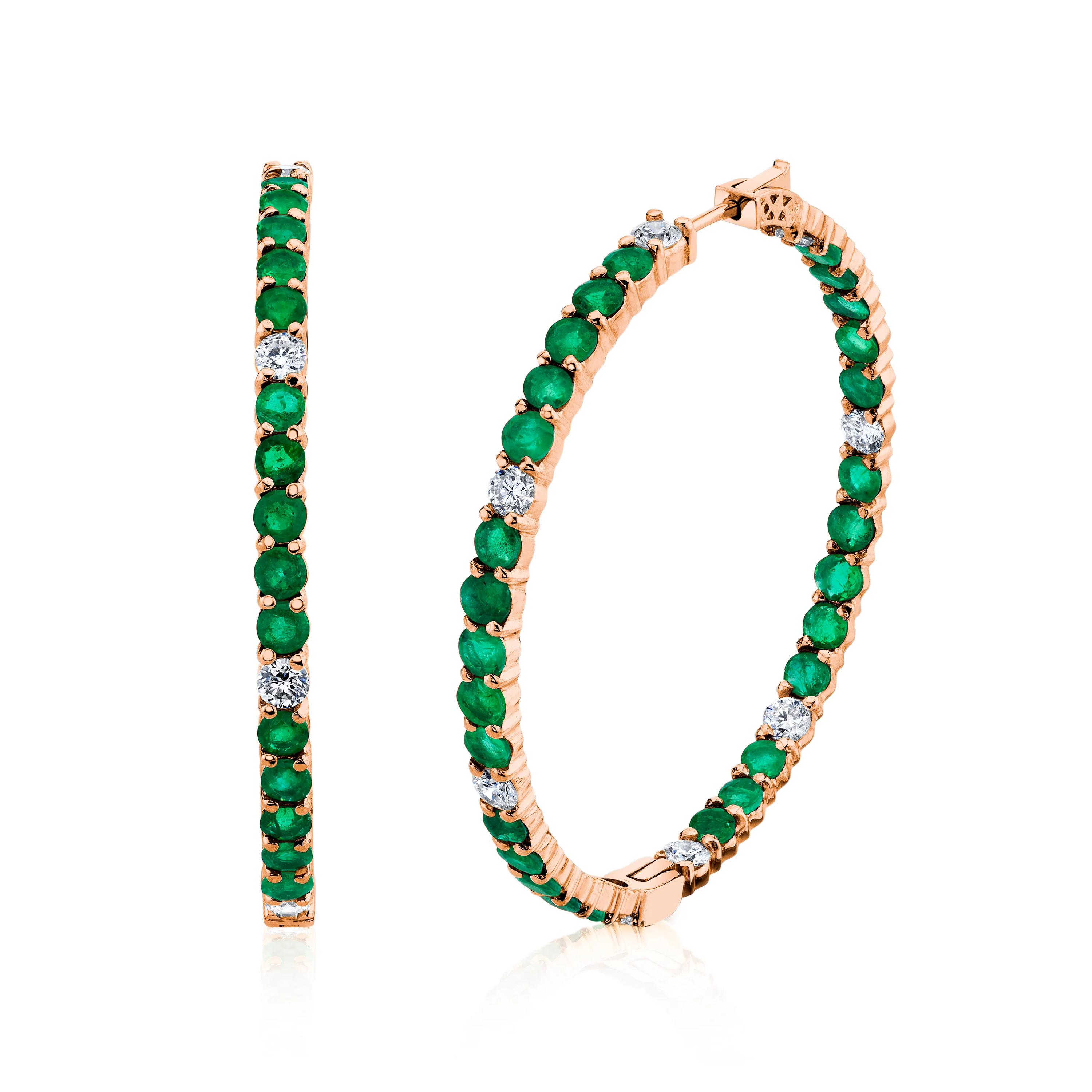 EMERALD & DIAMOND LARGE HOOPS - Image 4