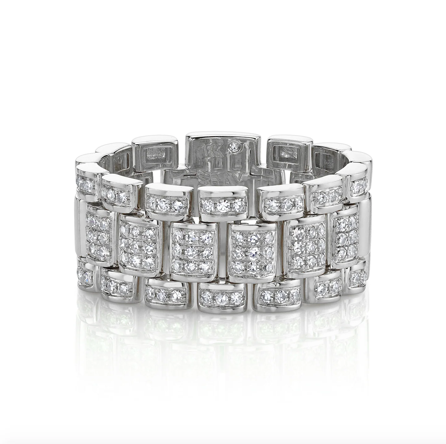 MEN'S DIAMOND PARTIAL PAVE RAIL LINK RING, 10mm - Image 4