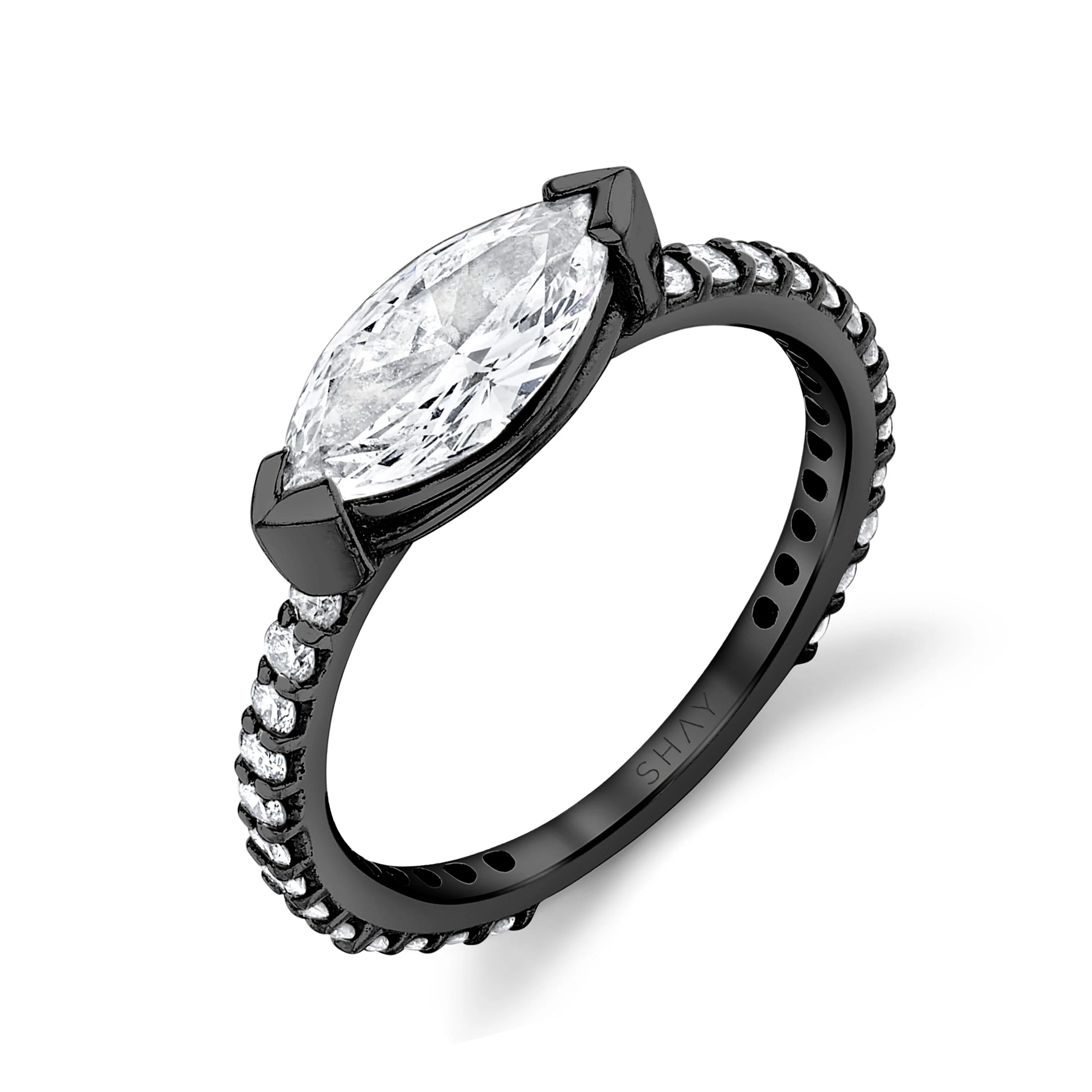 DIAMOND SOLITAIRE MARQUISE PINKY RING - Image 5